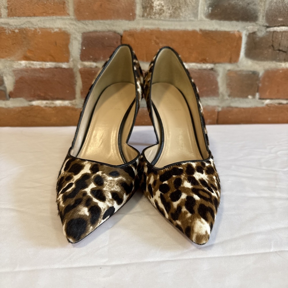 JCrew Collection Colette Calfhair dOrsay Pumps Shoes Black 10 E0776 Leopard